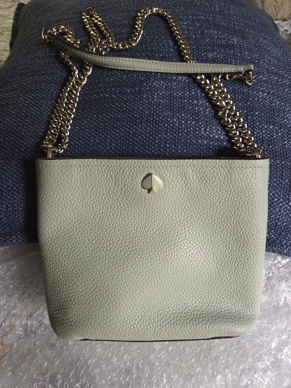 kate spade Mint Pebbled Leather Chain Crossbody Bag with Gold Hardware